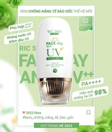 Kem chống nắng Tế bào gốc Ricskin