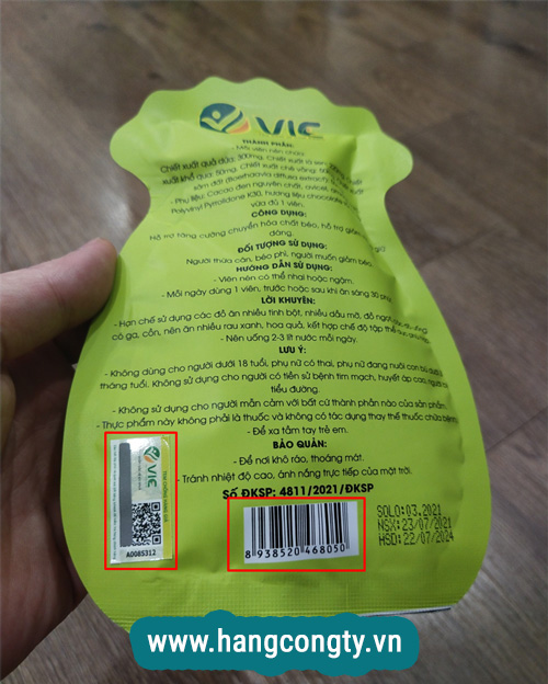 kiểm tra chính hãng kẹo dứa giảm cân